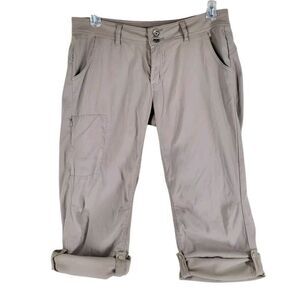PrAna Halle Convertible Roll Up Pants Wmns 10 32x31 Beige Stretch Hiking Outdoor